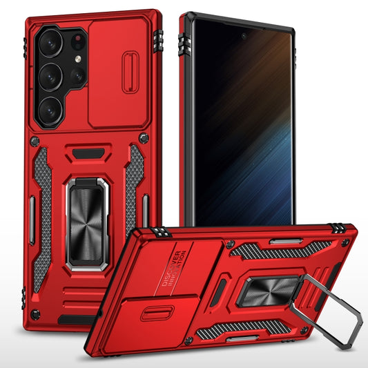 For Samsung Galaxy S24 Ultra 5G Armor PC + TPU Camera Shield Phone Case(Red) - Galaxy S24 Ultra 5G Cases by PMC Jewellery | Online Shopping South Africa | PMC Jewellery