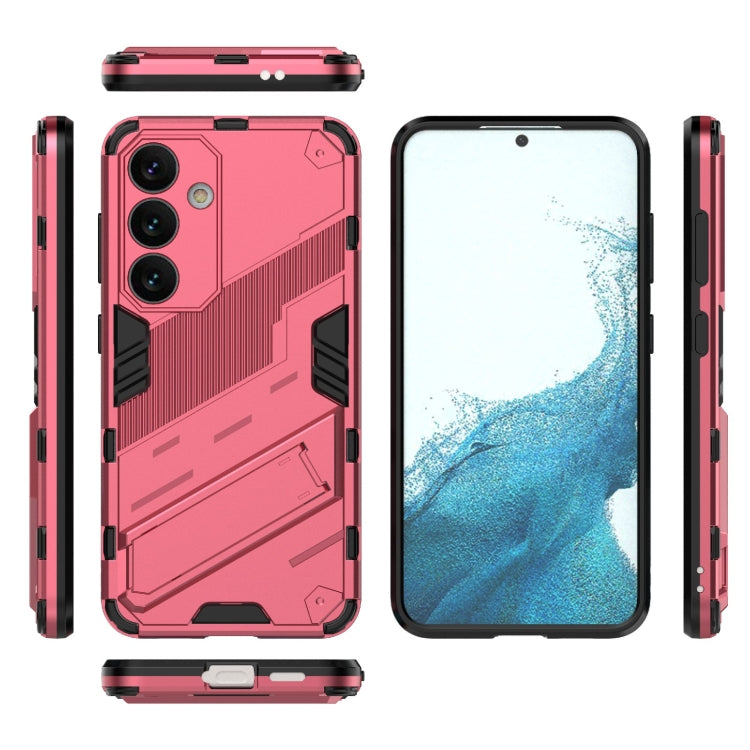 For Samsung Galaxy S24 5G Punk Armor 2 in 1 PC + TPU Shockproof Phone Case with Invisible Holder(Light Red) - Galaxy S24 5G Cases by PMC Jewellery | Online Shopping South Africa | PMC Jewellery