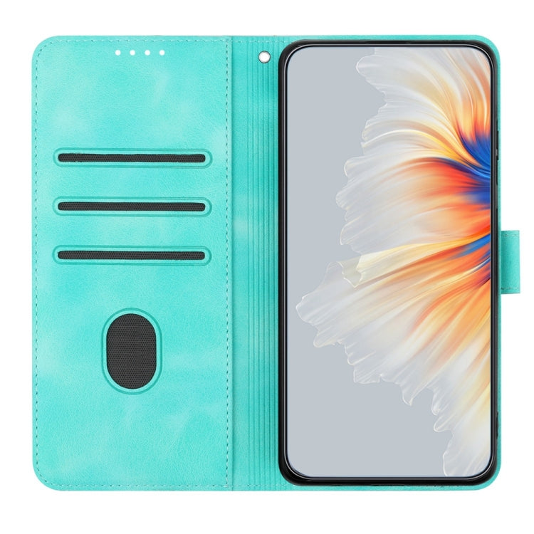 For iPhone 16 Heart Pattern Skin Feel Leather Phone Case(Light Blue) - iPhone 16 Cases by PMC TechLife | Online Shopping South Africa | PMC TechLife | Buy Now Pay Later Mobicred