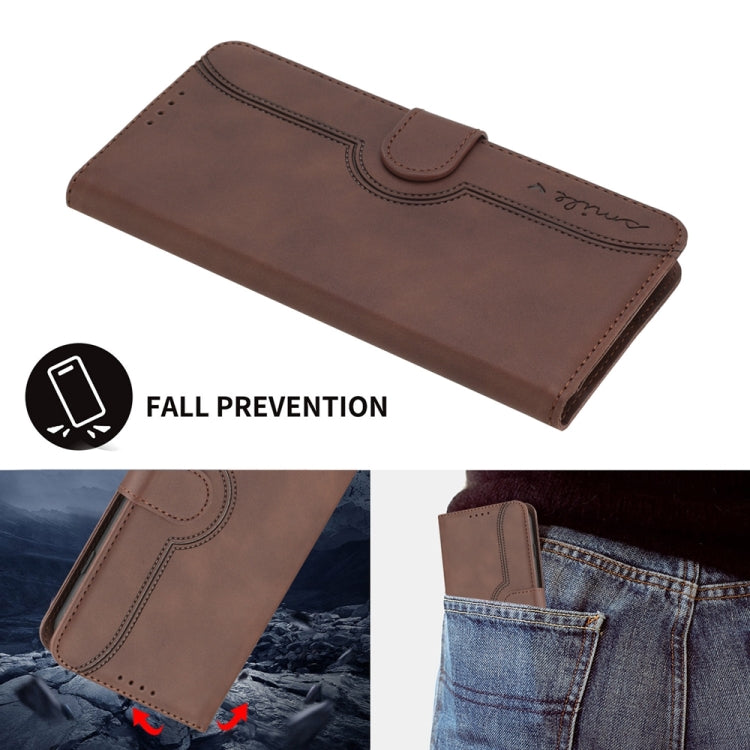 For Motorola Edge 5G 2024 Heart Pattern Skin Feel Leather Phone Case(Brown) - Motorola Cases by PMC Jewellery | Online Shopping South Africa | PMC Jewellery | Buy Now Pay Later Mobicred