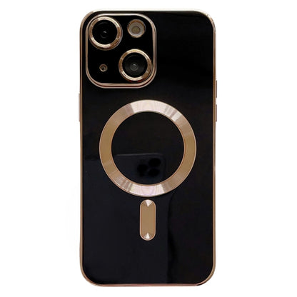 For iPhone 15 Magsafe Plating TPU Phone Case with Lens Film(Black) - iPhone 15 Cases by PMC Jewellery | Online Shopping South Africa | PMC Jewellery