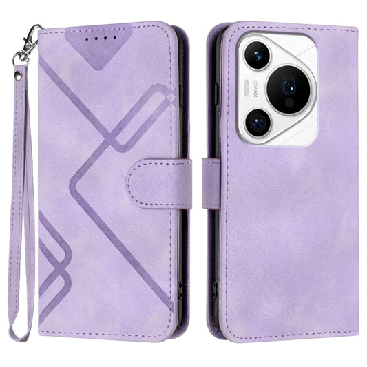 For Huawei Pura 70 Pro/70 Pro+ Line Pattern Skin Feel Leather Phone Case(Light Purple) - Huawei Cases by PMC Jewellery | Online Shopping South Africa | PMC Jewellery | Buy Now Pay Later Mobicred