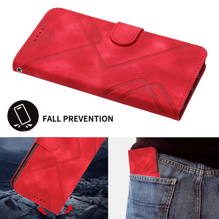 For Huawei Pura 70 Line Pattern Skin Feel Leather Phone Case(Red) - Huawei Cases by PMC Jewellery | Online Shopping South Africa | PMC Jewellery | Buy Now Pay Later Mobicred