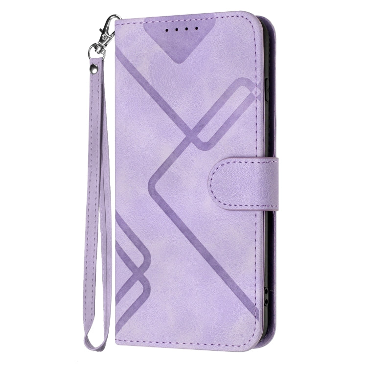 For iPhone SE 2024 Line Pattern Skin Feel Leather Phone Case(Light Purple) - More iPhone Cases by PMC Jewellery | Online Shopping South Africa | PMC Jewellery | Buy Now Pay Later Mobicred