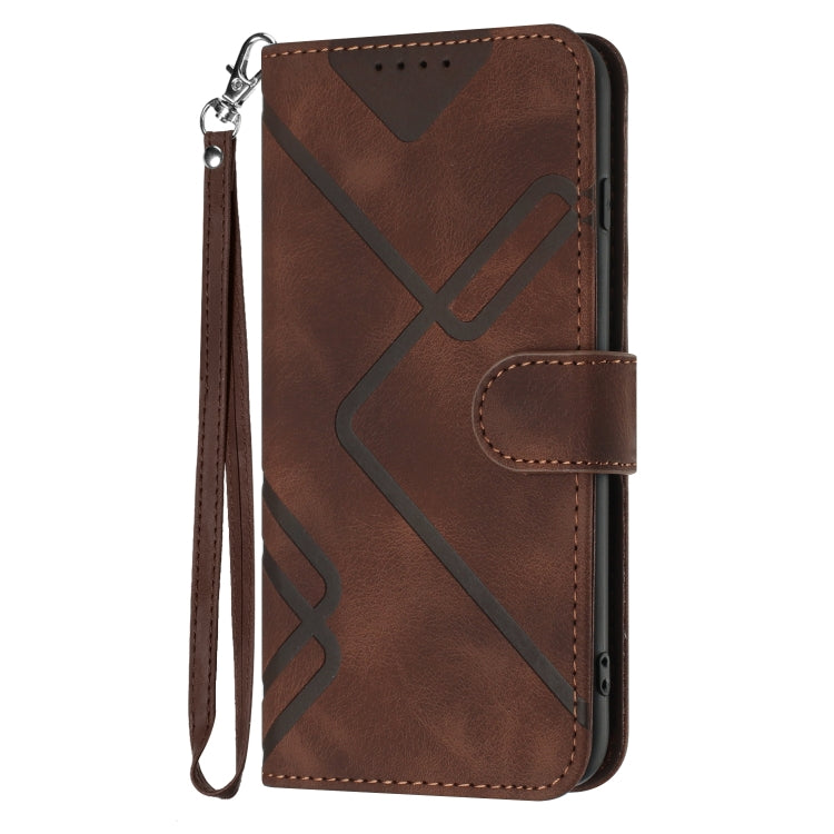 For Samsung Galaxy S23 FE 5G Line Pattern Skin Feel Leather Phone Case(Coffee) - Galaxy S23 FE 5G Cases by PMC TechLife | Online Shopping South Africa | PMC TechLife