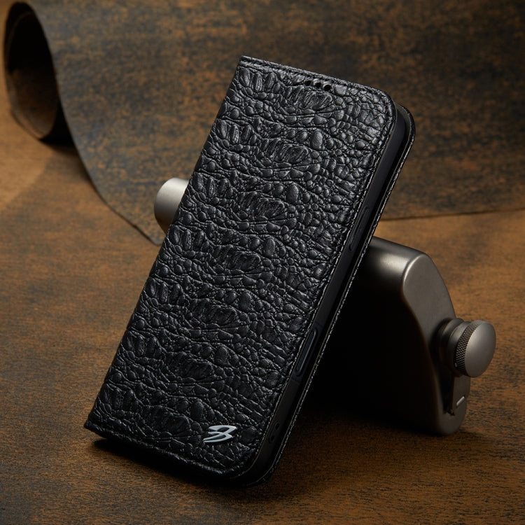 For iPhone 16 Pro Max Fierre Shann Crocodile Texture Magnetic Genuine Leather Phone Case(Black) - free shipping - PMC Jewellery - Order now!