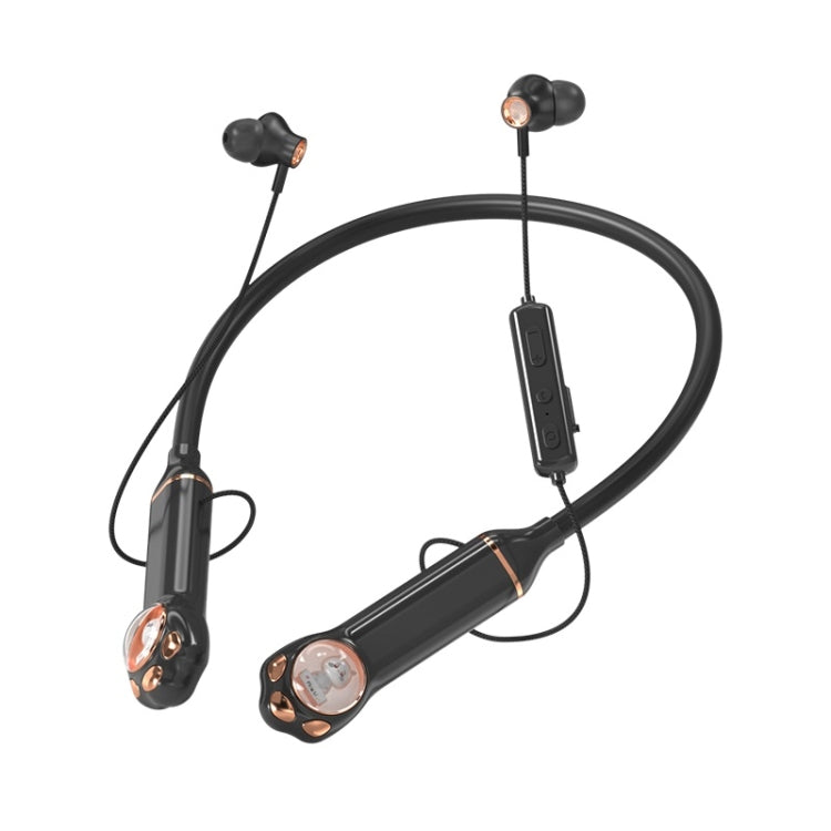 K1692 Meow Planet Neck-mounted Noise Reduction Sports Bluetooth Earphones(Black) - Neck-mounted Earphone by PMC Jewellery | Online Shopping South Africa | PMC Jewellery | Buy Now Pay Later Mobicred