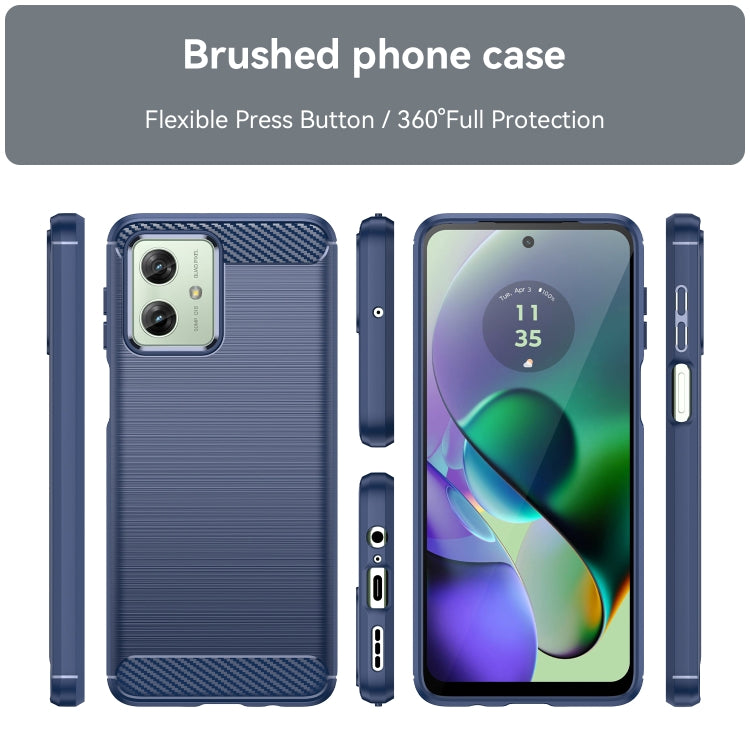 For Motorola Moto G54 Global Brushed Texture Carbon Fiber TPU Phone Case(Blue) - Motorola Cases by PMC Jewellery | Online Shopping South Africa | PMC Jewellery | Buy Now Pay Later Mobicred