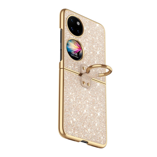 For Huawei P50 Pocket Plating Gradient Color Glitter Phone Case With Ring Holder(Gold) - Huawei Cases by PMC Jewellery | Online Shopping South Africa | PMC Jewellery | Buy Now Pay Later Mobicred