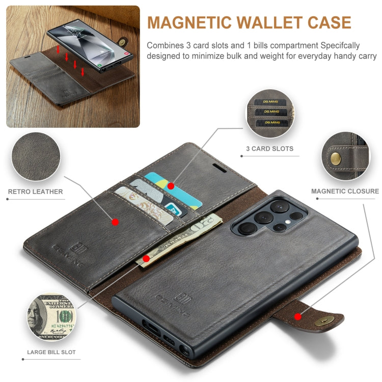 For Samsung Galaxy S24 Ultra 5G DG.MING Crazy Horse Texture Detachable Magnetic Leather Case(Grey) - Galaxy S24 Ultra 5G Cases by DG.MING | Online Shopping South Africa | PMC Jewellery | Buy Now Pay Later Mobicred