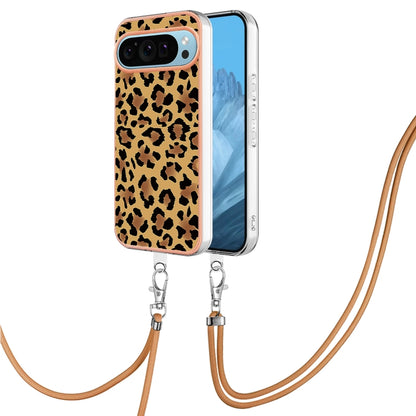 For Google Pixel 9 Pro XL Electroplating Dual-side IMD Phone Case with Lanyard(Leopard Print) - Google Cases by PMC Jewellery | Online Shopping South Africa | PMC Jewellery | Buy Now Pay Later Mobicred