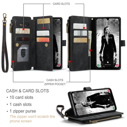 For Samsung Galaxy A15 CaseMe C30 Card Slots Zipper Wallet Leather Phone Case(Black) - Galaxy Phone Cases by CaseMe | Online Shopping South Africa | PMC Jewellery | Buy Now Pay Later Mobicred