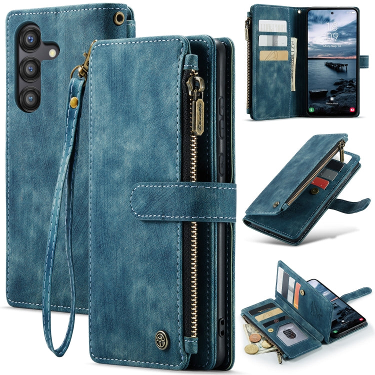 For Samsung Galaxy A35 5G CaseMe C30 Card Slots Zipper Wallet Leather Phone Case(Blue) - Galaxy Phone Cases by CaseMe | Online Shopping South Africa | PMC Jewellery | Buy Now Pay Later Mobicred