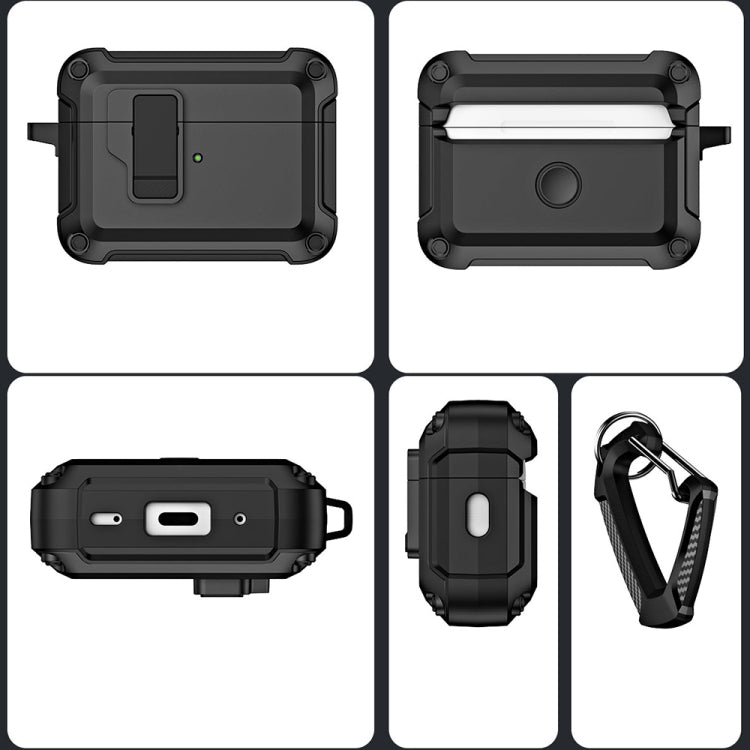 For AirPods Pro 2 TPU + PC Wireless Bluetooth Earphone Protective Case with Switch Lock & Hook(Grey) - free shipping - PMC Jewellery - Order now!