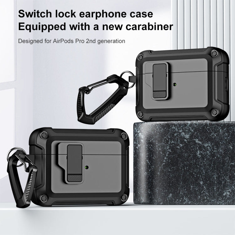 For AirPods Pro 2 TPU + PC Wireless Bluetooth Earphone Protective Case with Switch Lock & Hook(White) - For AirPods Pro 2 by PMC Jewellery | Online Shopping South Africa | PMC Jewellery | Buy Now Pay Later Mobicred