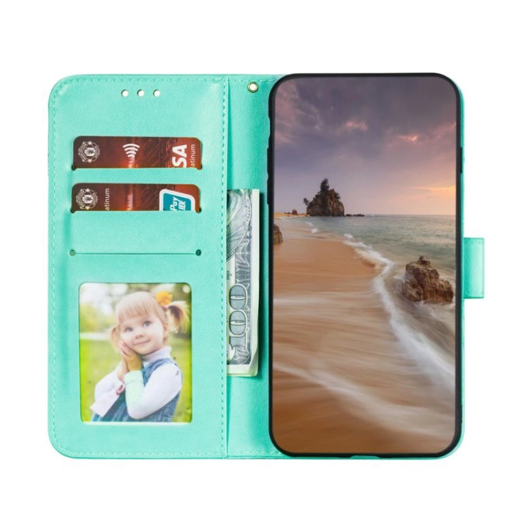 For iPhone 16 Plus Lace Flower Embossing Flip Leather Phone Case(Green) - free shipping - PMC TechLife - Order now!