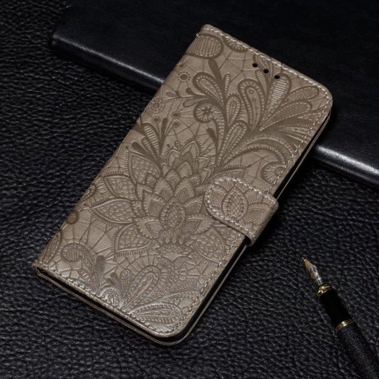For iPhone 16 Pro Lace Flower Embossing Flip Leather Phone Case(Grey) - iPhone 16 Pro Cases by PMC TechLife | Online Shopping South Africa | PMC TechLife | Buy Now Pay Later Mobicred