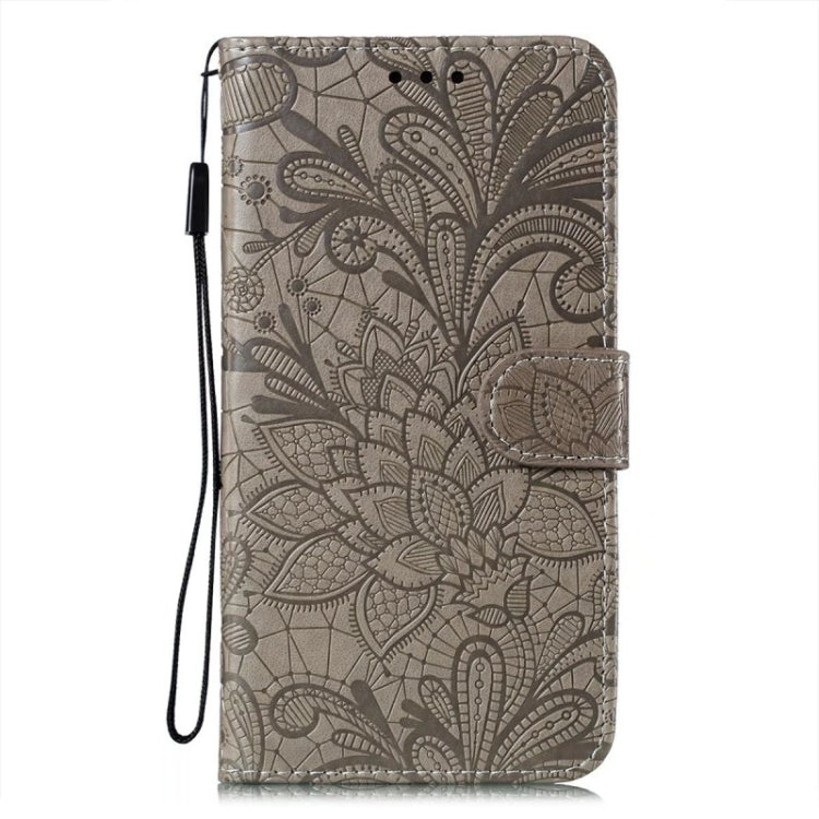 For iPhone 16 Pro Lace Flower Embossing Flip Leather Phone Case(Grey) - iPhone 16 Pro Cases by PMC TechLife | Online Shopping South Africa | PMC TechLife | Buy Now Pay Later Mobicred