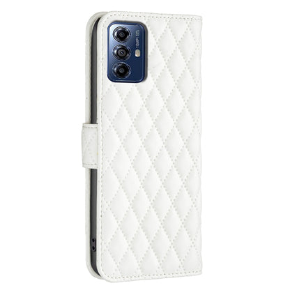 For Motorola Moto G Play 2024 Diamond Lattice Wallet Flip Leather Phone Case(White) - Motorola Cases by PMC Jewellery | Online Shopping South Africa | PMC Jewellery | Buy Now Pay Later Mobicred