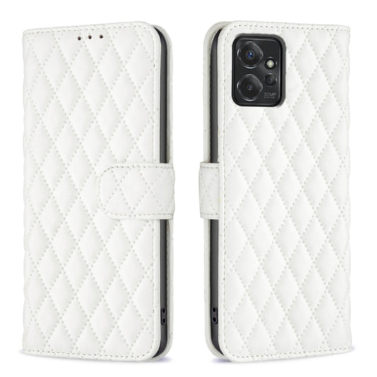 For Motorola Moto G Power 5G 2024 Diamond Lattice Wallet Flip Leather Phone Case(White) - Motorola Cases by PMC Jewellery | Online Shopping South Africa | PMC Jewellery | Buy Now Pay Later Mobicred