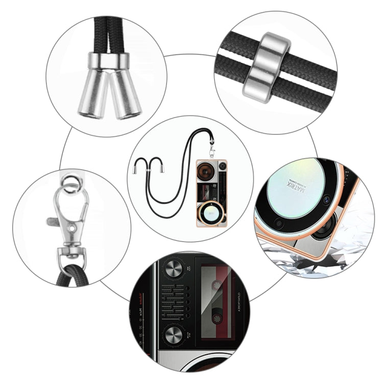 For Honor X9a / Magic5 Lite Electroplating Dual-side IMD Phone Case with Lanyard(Retro Radio) - Honor Cases by PMC TechLife | Online Shopping South Africa | PMC TechLife