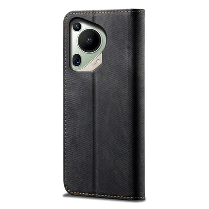 For Huawei Pura 70 Ultra Denim Texture Leather Phone Case(Black) - Huawei Cases by PMC Jewellery | Online Shopping South Africa | PMC Jewellery | Buy Now Pay Later Mobicred