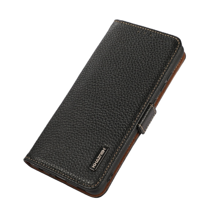 For Honor X6A KHAZNEH Side-Magnetic Litchi Genuine Leather RFID Phone Case(Black) - Honor Cases by PMC TechLife | Online Shopping South Africa | PMC TechLife | Buy Now Pay Later Mobicred