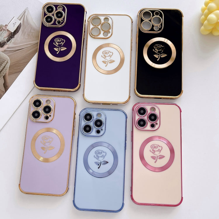 For iPhone 13 Pro Electroplate Side Roses Flower MagSafe Phone Case(Black) - iPhone 13 Pro Cases by PMC TechLife | Online Shopping South Africa | PMC TechLife