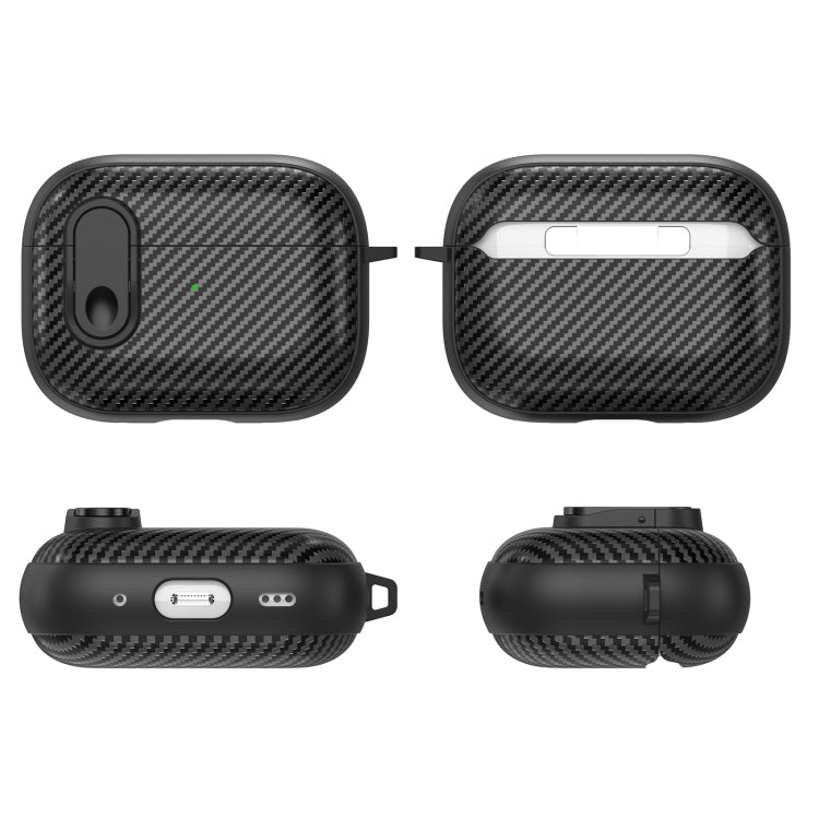 For AirPods Pro 2 Carbon Fiber Texture Wireless Earphones Case with Security Lock(Red) - For AirPods Pro 2 by PMC Jewellery | Online Shopping South Africa | PMC Jewellery | Buy Now Pay Later Mobicred