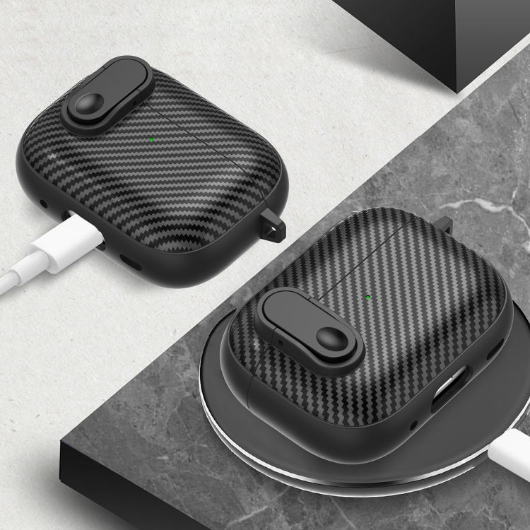 For AirPods Pro 2 Carbon Fiber Texture Wireless Earphones Case with Security Lock(Purple) - For AirPods Pro 2 by PMC Jewellery | Online Shopping South Africa | PMC Jewellery | Buy Now Pay Later Mobicred