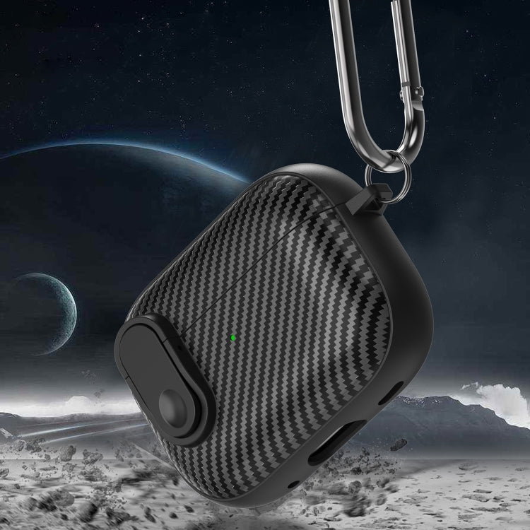 For AirPods Pro Carbon Fiber Texture Wireless Earphones Case with Security Lock(Purple) - For AirPods Pro by PMC Jewellery | Online Shopping South Africa | PMC Jewellery | Buy Now Pay Later Mobicred