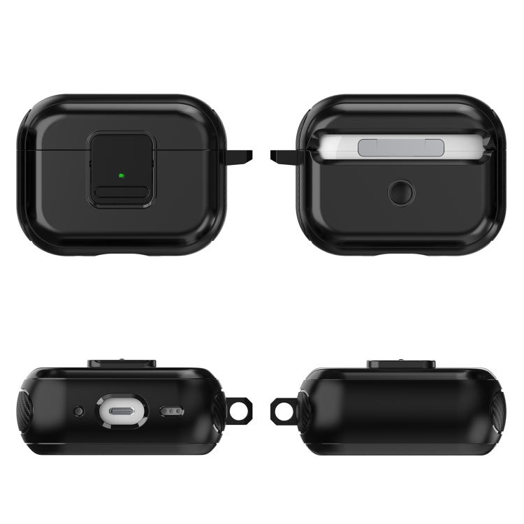 For AirPods Pro TPU + PC Wireless Earphones Case with Magnetic Switch(Black) - For AirPods Pro by PMC Jewellery | Online Shopping South Africa | PMC Jewellery | Buy Now Pay Later Mobicred