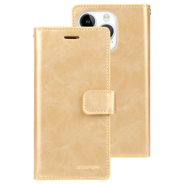 For iPhone 15 Pro Max GOOSPERY MANSOOR DIARY 9 Card Slots Leather Phone Case(Gold) - iPhone 15 Pro Max Cases by GOOSPERY | Online Shopping South Africa | PMC Jewellery | Buy Now Pay Later Mobicred