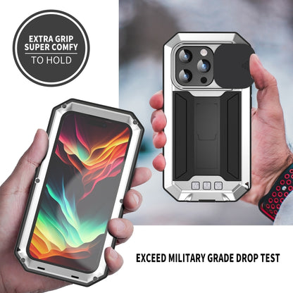 For iPhone 15 Pro Max R-JUST Sliding Camera Life Waterproof Holder Phone Case(Silver) - iPhone 15 Pro Max Cases by R-JUST | Online Shopping South Africa | PMC Jewellery