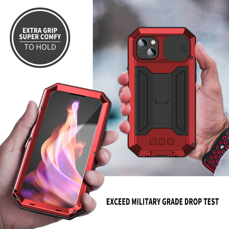 For iPhone 15 Plus R-JUST Sliding Camera Life Waterproof Holder Phone Case(Red) - iPhone 15 Plus Cases by R-JUST | Online Shopping South Africa | PMC Jewellery