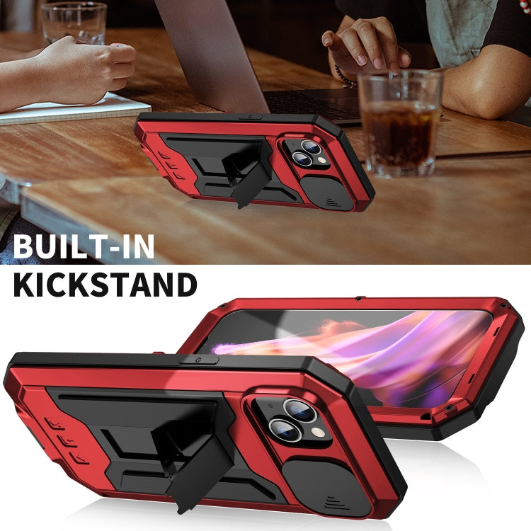 For iPhone 15 R-JUST Sliding Camera IP54 Life Waterproof Holder Phone Case(Red) - iPhone 15 Cases by R-JUST | Online Shopping South Africa | PMC TechLife | Buy Now Pay Later Mobicred
