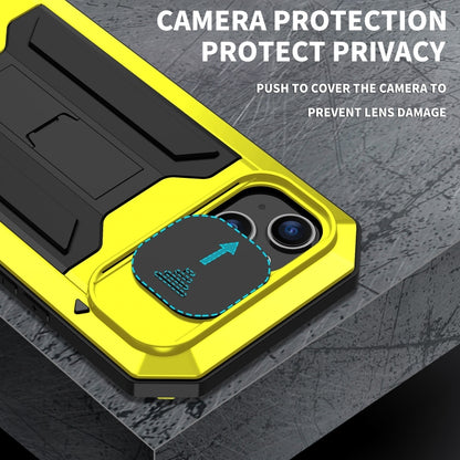 For iPhone 15 R-JUST Sliding Camera Life Waterproof Holder Phone Case(Yellow) - iPhone 15 Cases by R-JUST | Online Shopping South Africa | PMC Jewellery