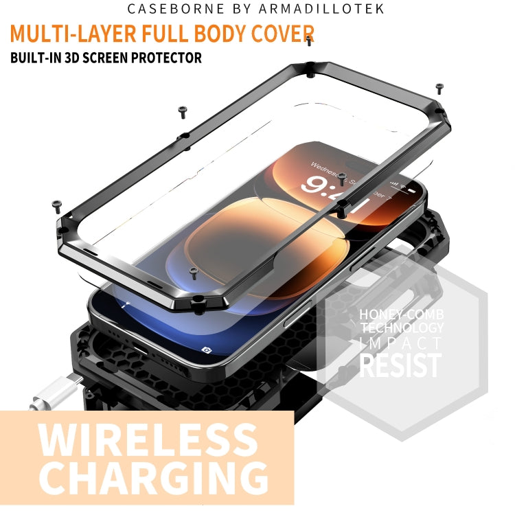 For iPhone 16 Pro Max R-JUST Sliding Camera IP54 Life Waterproof Holder Phone Case(Black) - iPhone 16 Pro Max Cases by R-JUST | Online Shopping South Africa | PMC Jewellery | Buy Now Pay Later Mobicred