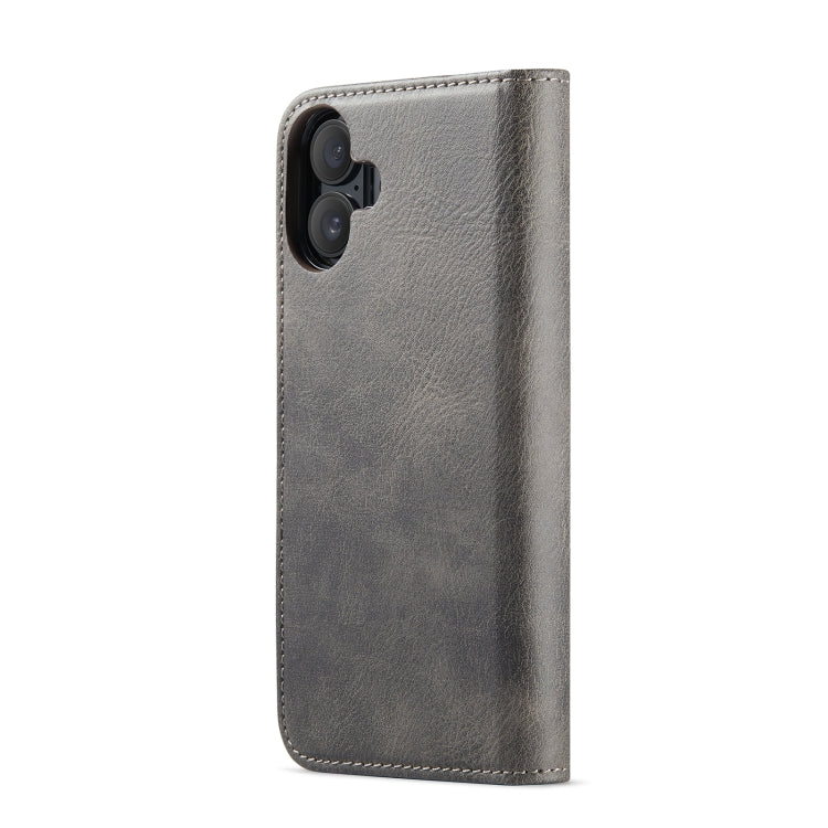 For iPhone 16 DG.MING Crazy Horse Texture Detachable Magnetic Leather Phone Case(Grey) - iPhone 16 Cases by DG.MING | Online Shopping South Africa | PMC Jewellery | Buy Now Pay Later Mobicred