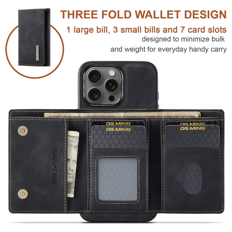 For iPhone 16 Pro Max DG.MING M1 Series 3-Fold Multi Card Wallet Leather Phone Case(Black) - iPhone 16 Pro Max Cases by DG.MING | Online Shopping South Africa | PMC Jewellery | Buy Now Pay Later Mobicred