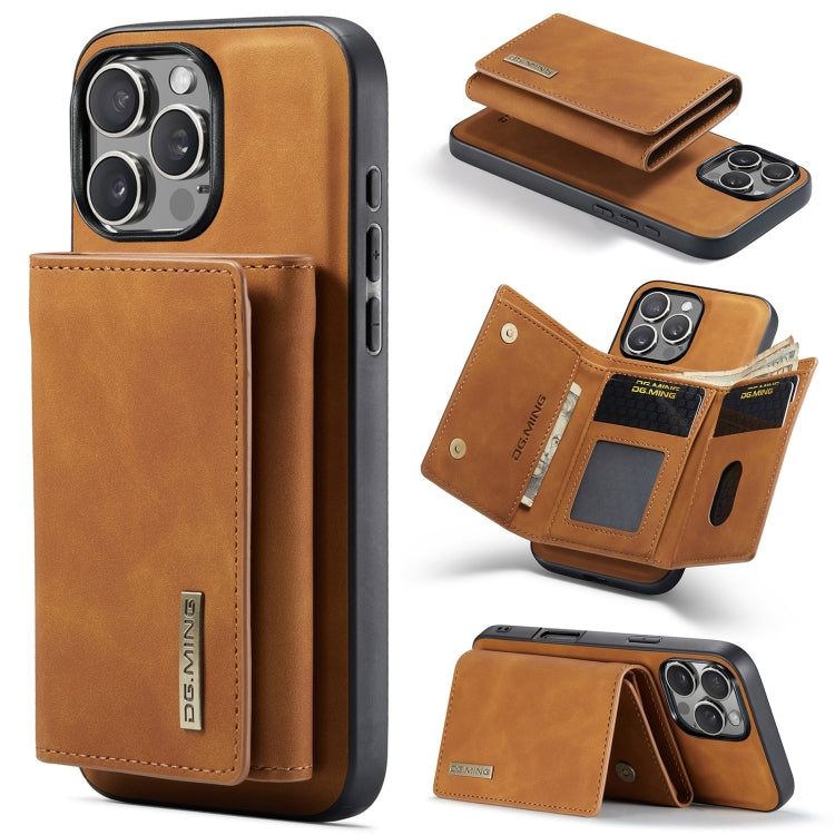 For iPhone 16 Pro Max DG.MING M1 Series 3-Fold Multi Card Wallet Leather Phone Case(Brown) - iPhone 16 Pro Max Cases by DG.MING | Online Shopping South Africa | PMC Jewellery | Buy Now Pay Later Mobicred