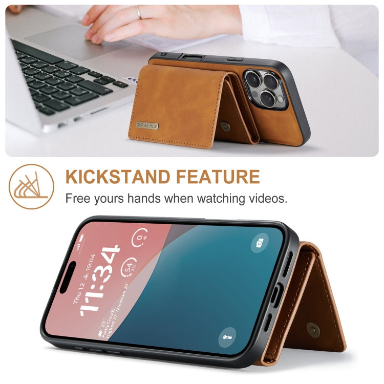 For iPhone 16 Pro DG.MING M1 Series 3-Fold Multi Card Wallet Leather Phone Case(Brown) - free shipping - PMC Jewellery - Order now!