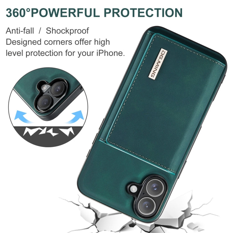 For iPhone 16 Plus DG.MING M1 Series 3-Fold Multi Card Wallet Leather Phone Case(Green) - iPhone 16 Plus Cases by DG.MING | Online Shopping South Africa | PMC Jewellery | Buy Now Pay Later Mobicred