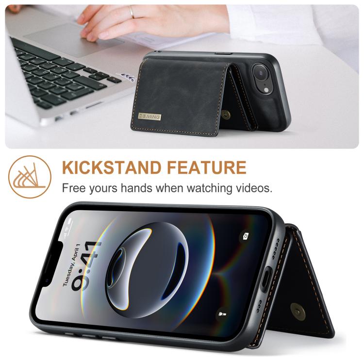 For iPhone 16e DG.MING M1 Series 3-Fold Multi Card Wallet Leather Phone Case(Black) - free shipping - PMc TechLife - Order now!