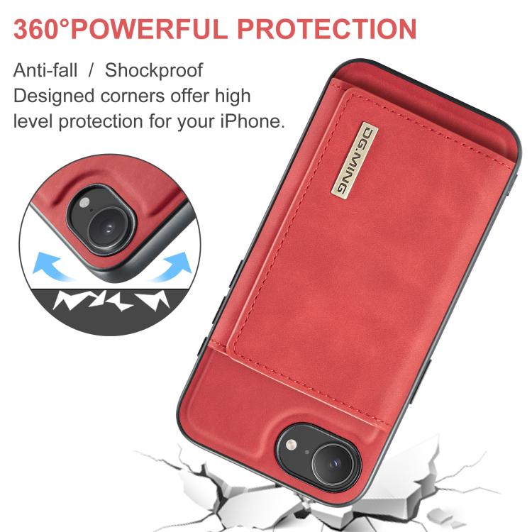 For iPhone 16e DG.MING M1 Series 3-Fold Multi Card Wallet Leather Phone Case(Red) - free shipping - PMc TechLife - Order now!