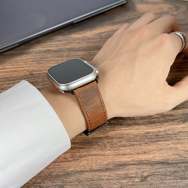 For Apple Watch Ultra 49mm Retro Texture Leather Watch Band(Purple) - Watch Bands by PMC TechLife | Online Shopping South Africa | PMC TechLife | Buy Now Pay Later Mobicred
