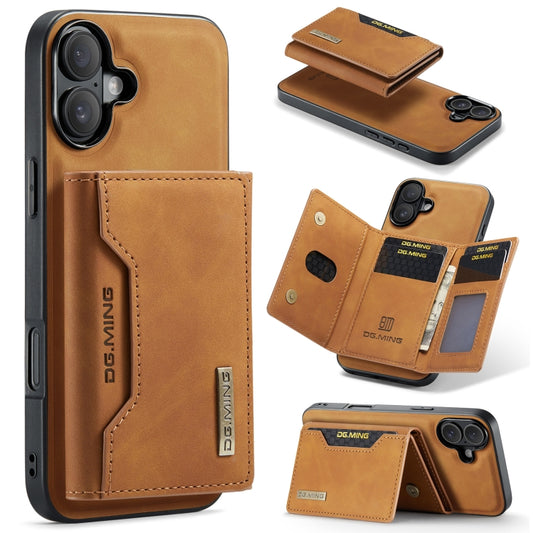 For iPhone 16 Plus DG.MING M2 Series 3-Fold Card Bag Wallet Leather Phone Case(Brown) - iPhone 16 Plus Cases by DG.MING | Online Shopping South Africa | PMC Jewellery | Buy Now Pay Later Mobicred