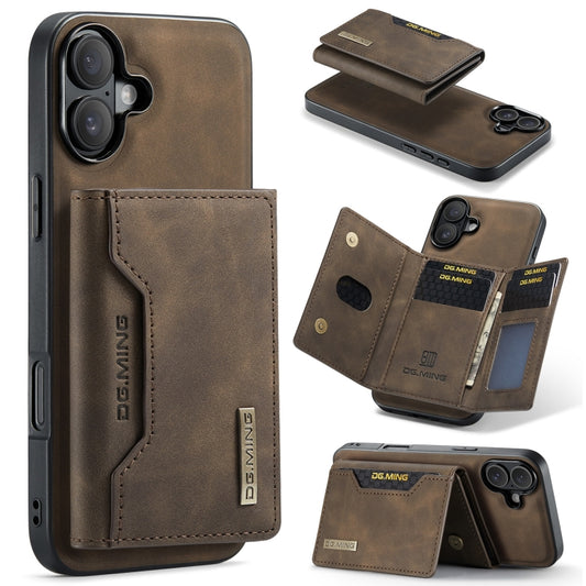 For iPhone 16 Plus DG.MING M2 Series 3-Fold Card Bag Wallet Leather Phone Case(Coffee) - iPhone 16 Plus Cases by DG.MING | Online Shopping South Africa | PMC Jewellery | Buy Now Pay Later Mobicred