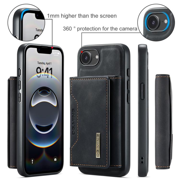 For iPhone 16e DG.MING M2 Series 3-Fold Card Bag Wallet Leather Phone Case(Black) - free shipping - PMc TechLife - Order now!