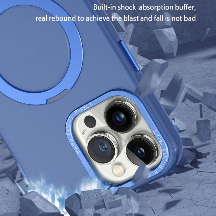 For iPhone 13 Pro MagSafe Metal Holder Frosted Translucent Phone Case(Royal Blue) - free shipping - PMC TechLife - Order now!